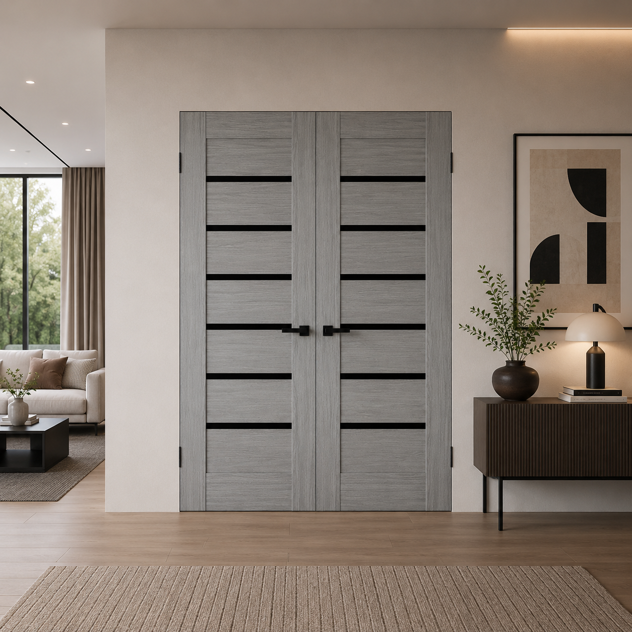 Nova Domino 01 Wenge Modern Laminated Modern Frameless Double Door