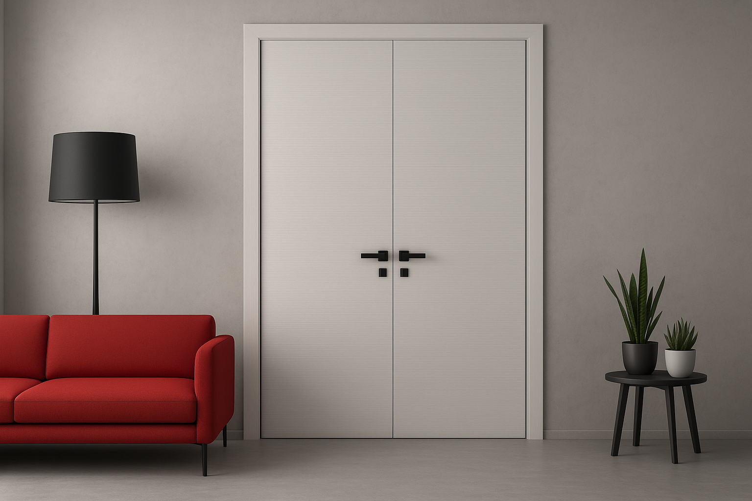 Nova Flush Braga Crema Matrix CPL Modern Double Pre-Hung Door