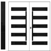 Nova Inox S5 Modern Exterior Double Door W/ (1) 12" Sidelight - Unit 86x81 3/8 - Black Stainless - White - Doors and Beyond