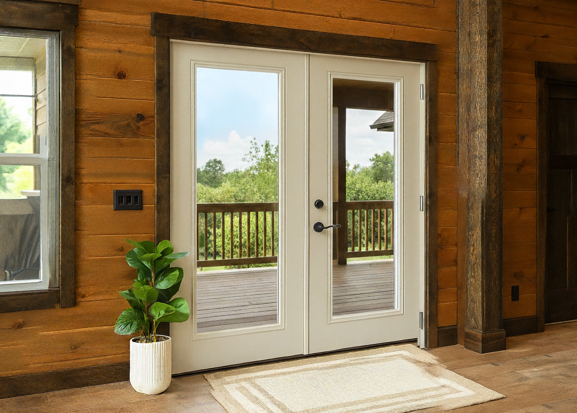 Provia Legacy Steel Double Patio Doors - 60x80 Cafe Cream