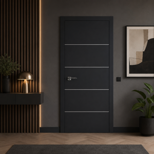 Nova Glam Pro 010 Soft Black Laminated Modern Pre-Hung Door - Doors and Beyond