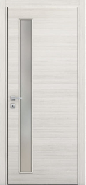 Nova 1-Lite V Braga  Crema Matrix CPL Modern Single Pre-hung Door - Doors and Beyond