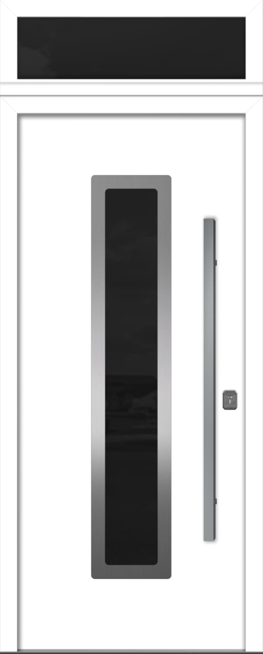 Nova Inox S1 Modern Exterior Single Door 36x80 with Transom - Unit Size 38 x 95 1/2”- White - Doors and Beyond