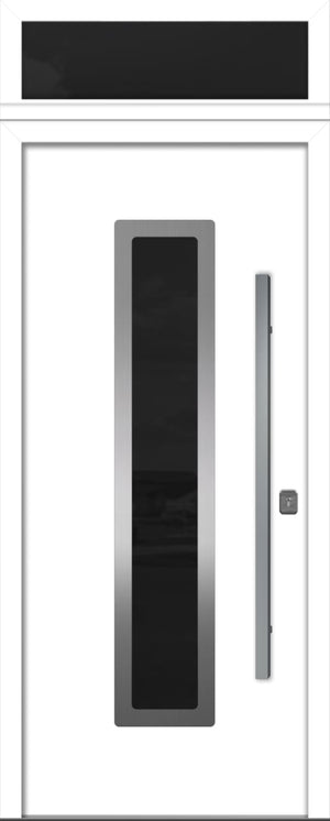 Nova Inox S1 Modern Exterior Single Door 36x80 with Transom - Unit Size 38 x 95 1/2”- White - Doors and Beyond