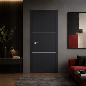Nova Glam Pro 006 Soft Black Laminated Modern Pre-Hung Door - Doors and Beyond