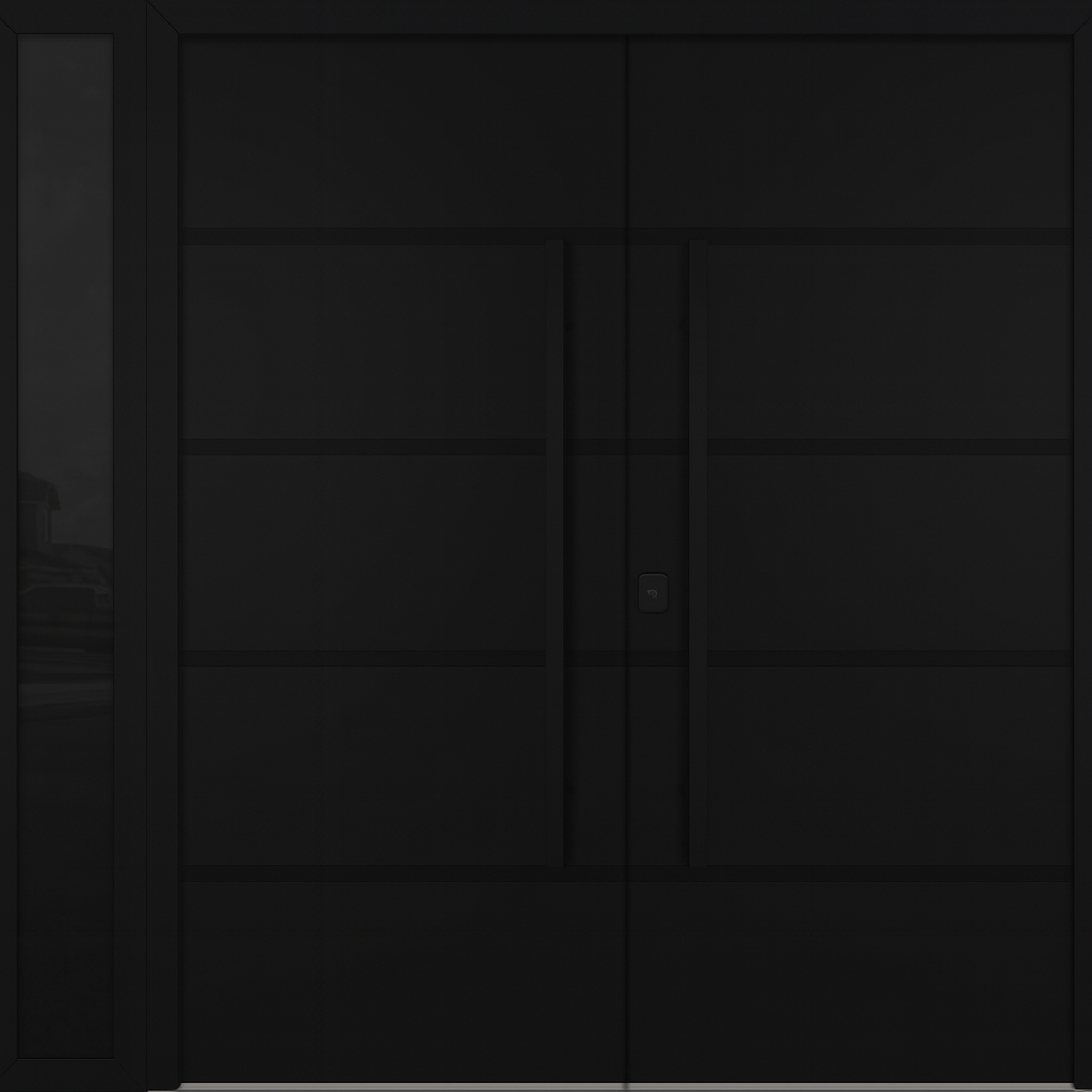 Nova Inox S3 Modern Exterior Double Door W/ (1) 12" Sidelight - Unit 86x81 3/8 - Black Stainless - Black