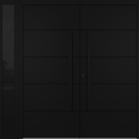 Nova Inox S3 Modern Exterior Double Door W/ (1) 12" Sidelight - Unit 86x81 3/8 - Black Stainless - Black - Doors and Beyond
