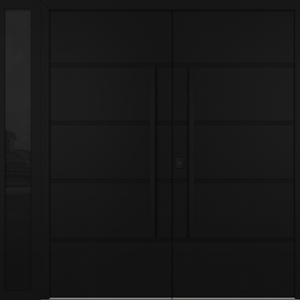 Nova Inox S3 Modern Exterior Double Door W/ (1) 12" Sidelight - Unit 86x81 3/8 - Black Stainless - Black - Doors and Beyond