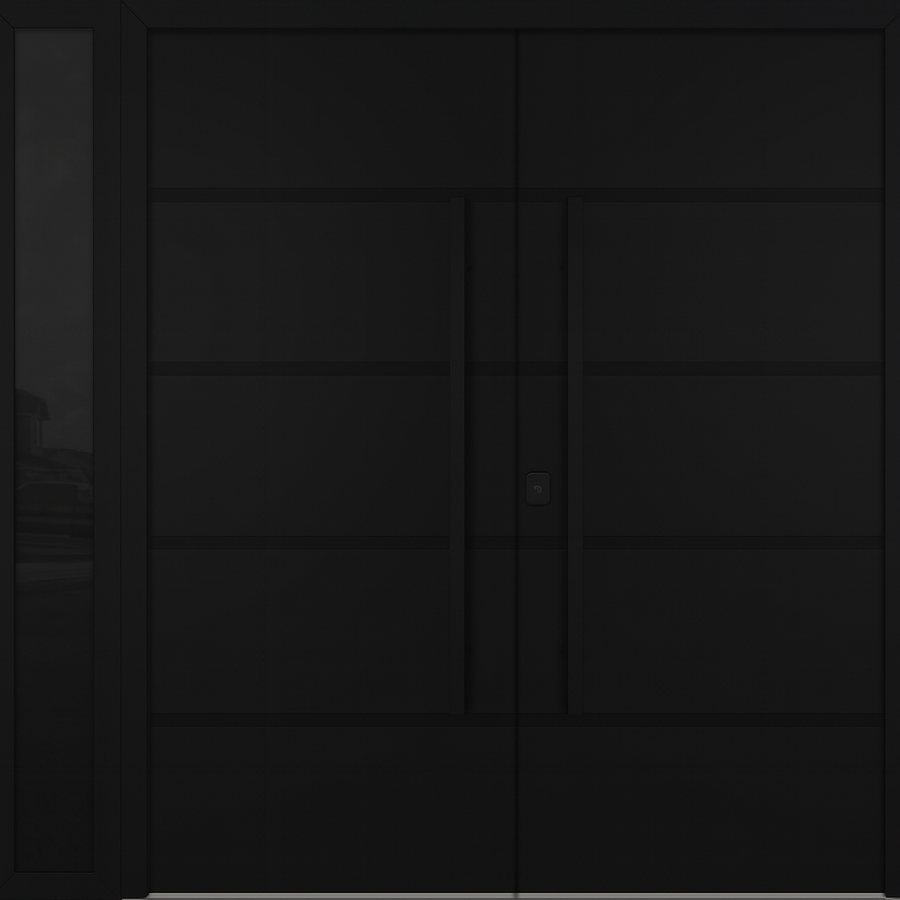 Nova Inox S3 Modern Exterior Double Door W/ (1) 12" Sidelight - Unit 86x81 3/8 - Black Stainless - Black - Doors and Beyond