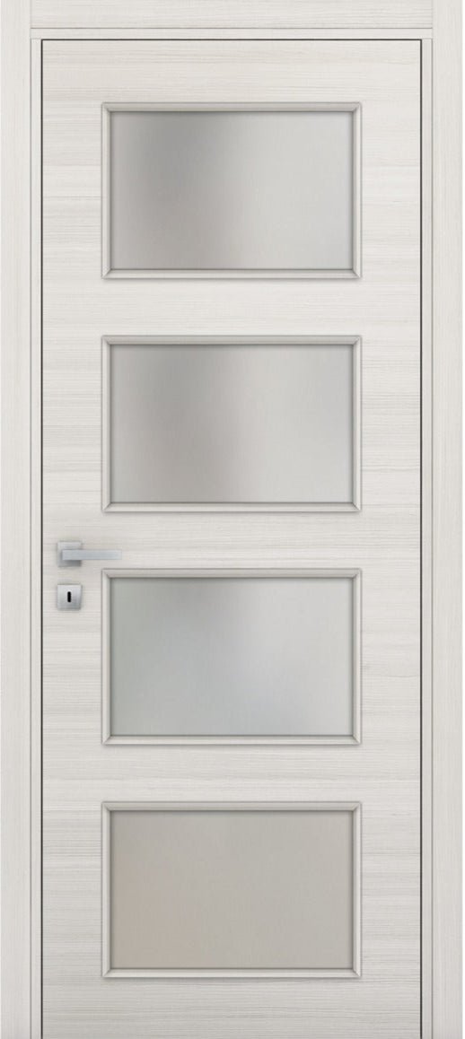 Nova 4-Lite Braga Crema Matrix CPL Modern Single Pre-hung Door - Doors and Beyond