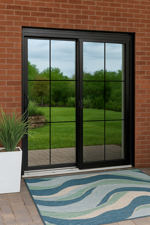 ProVia Endure 2-Lite Patio Door 96x80 Black/White Double Pane Low-E W Argon Gas Cotage 6 Lite Grills - Doors and Beyond