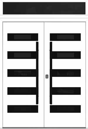 Nova Inox S5 Modern Exterior Double Door 72x80 with Transom - Unit 74x95 1/2 Black Stainless Steel - White - Doors and Beyond