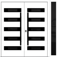 Nova Inox S5 Modern Exterior Double Door W/ (1) 12" Sidelight - Unit 86x81 3/8 - Black Stainless - White - Doors and Beyond