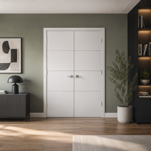 Nova HG008 White Wenge Laminated Modern Double Pre-Hung Door - Doors and Beyond