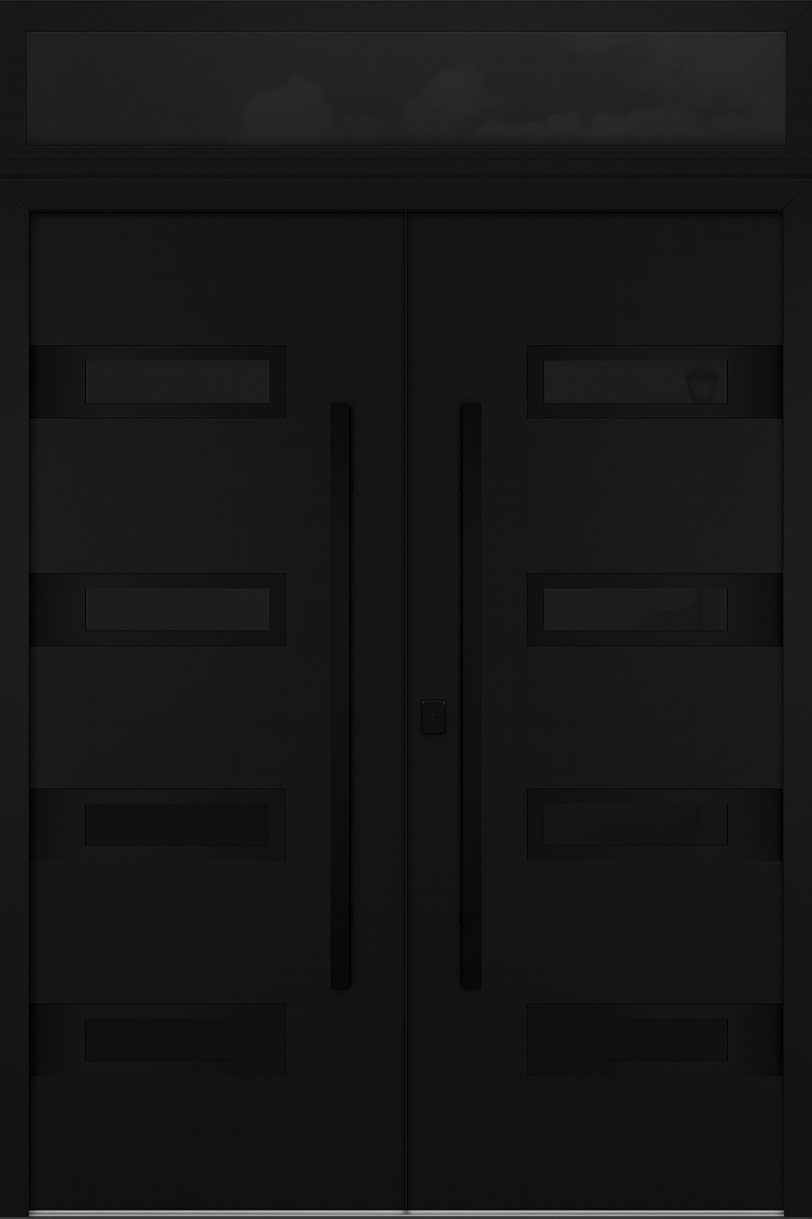Nova Inox S4 Modern Exterior Double Door 72x80 with Transom - Unit 74x95 1/2 Black Stainless Steel - Black - Doors and Beyond