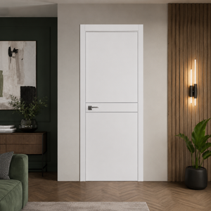 Nova Glam Pro 008 Soft White Laminated Modern Pre-Hung Door - Doors and Beyond