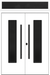 Nova Inox S1 Modern Exterior Double Door 72x80 with Transom - Unit 74x95 1/2 Black Stainless Steel - White