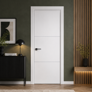 Nova Glam Pro 006 Soft White Laminated Modern Pre-Hung Door - Doors and Beyond