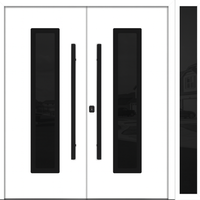 Nova Inox S1 Modern Exterior Double Door W/ (1) 12" Sidelight - Unit 86x81 3/8 - Black Stainless - White - Doors and Beyond