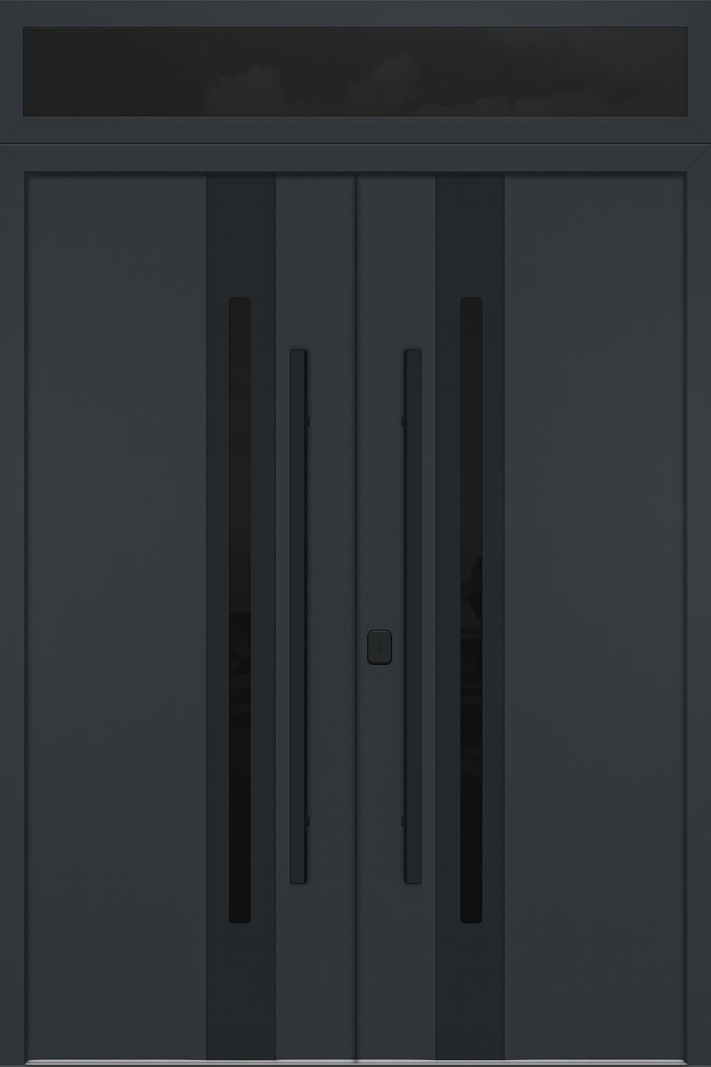 Nova Inox S2 Modern Exterior Double Door 72x80 with Transom - Unit 74x95 1/2 Black Stainless Steel - Gray - Doors and Beyond