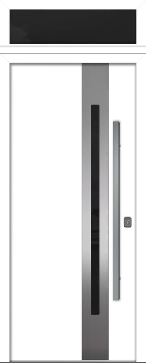 Nova Inox S2 Modern Exterior Single Door 36x80 with Transom - Unit Size 38 x 95 1/2”- White - Doors and Beyond