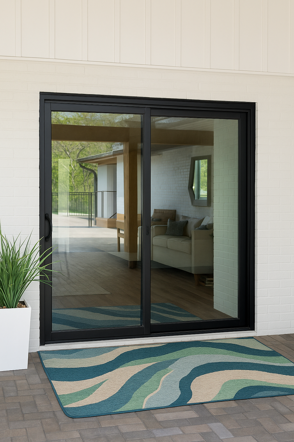 ProVia Endure 2-Lite Patio Door 74x82 Black/Black Double Pane Low-E W Argon Gas - Doors and Beyond
