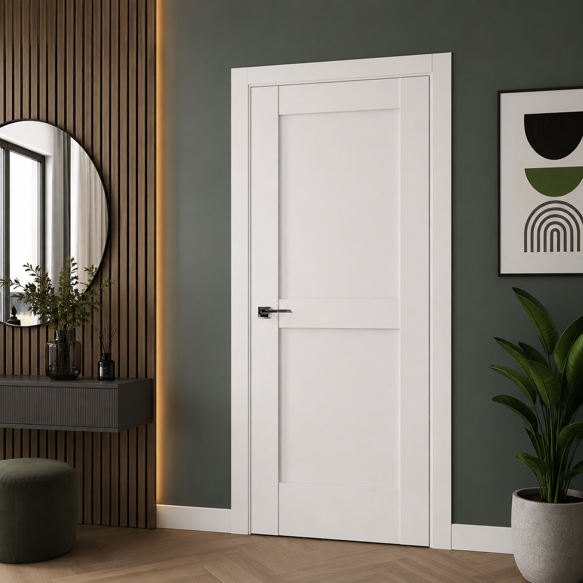 Nova Stile 024 Soft White Laminated Modern Pre-Hung Door - Doors and Beyond