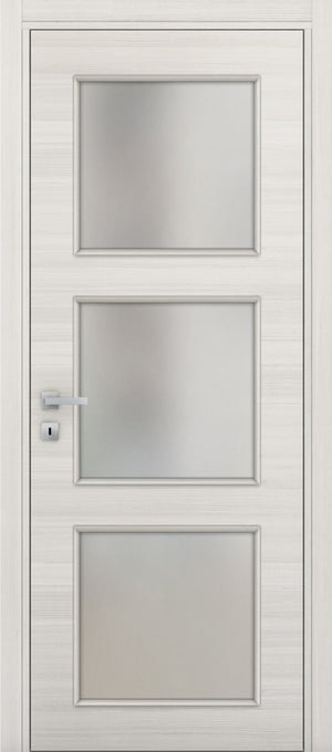 Nova 3-Lite Braga Crema Matrix CPL Modern Single Pre-hung Door - Doors and Beyond