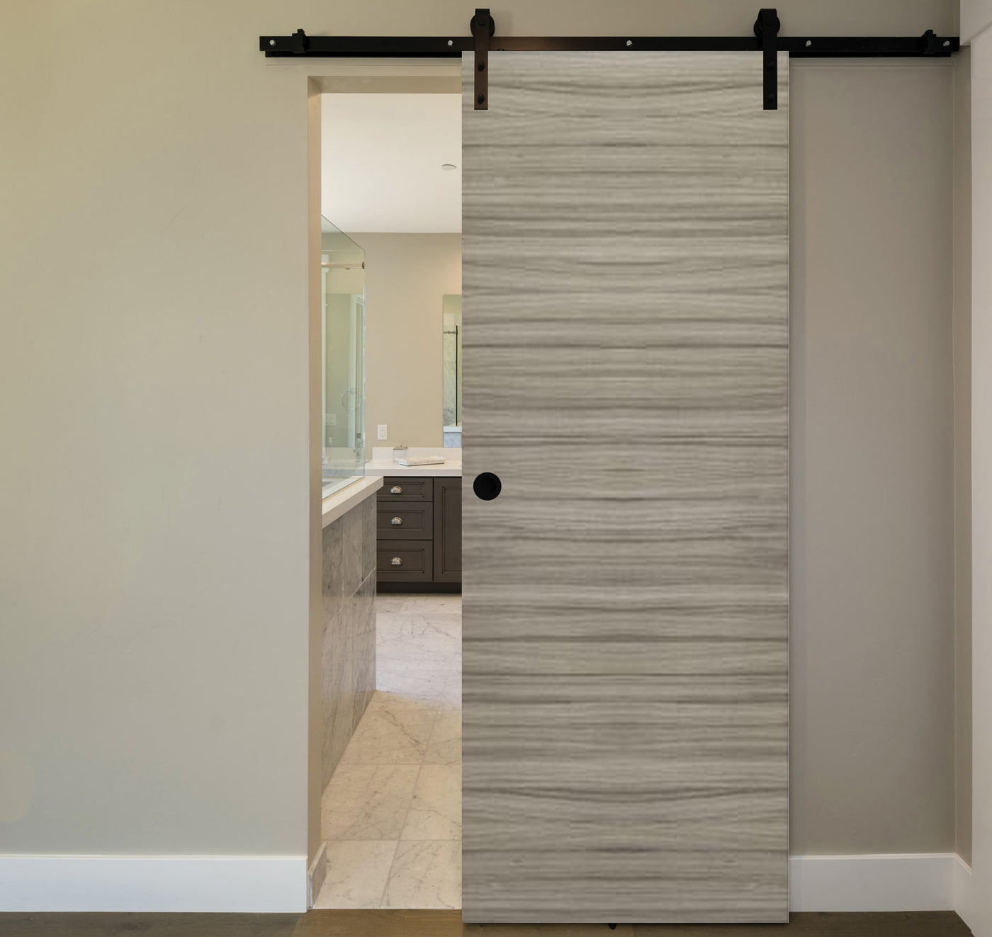 Nova Flush Braga Palissandro Matrix Laminated Modern Barn Door - Doors and Beyond