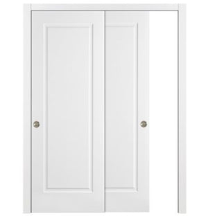Nova 1 Panel Soft White Laminated Modern Bypass Door - Doors and Beyond