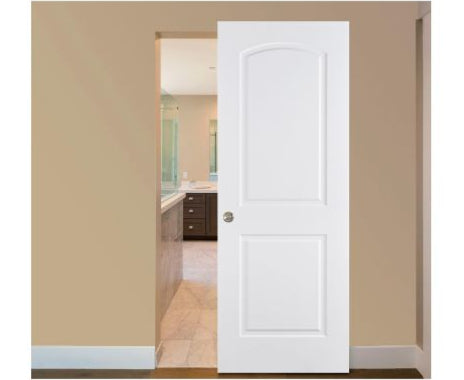 Nova 2 Panel Arch Soft White Laminated Modern Magic Door - Doors and Beyond