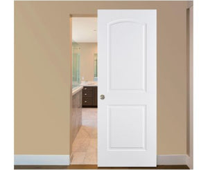 Nova 2 Panel Arch Soft White Laminated Modern Magic Door - Doors and Beyond