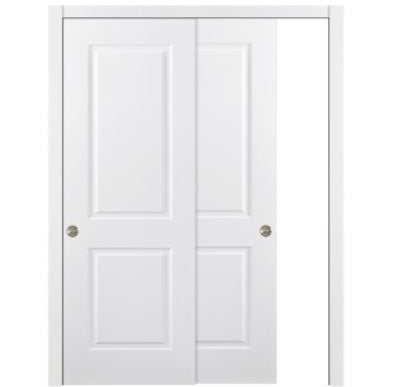 Nova 2 Panel Soft White Laminated Modern Bypass Door - Doors and Beyond