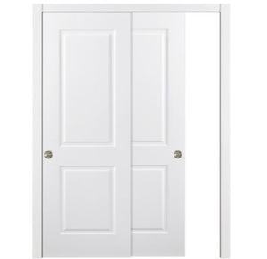Nova 2 Panel Soft White Laminated Modern Bypass Door - Doors and Beyond