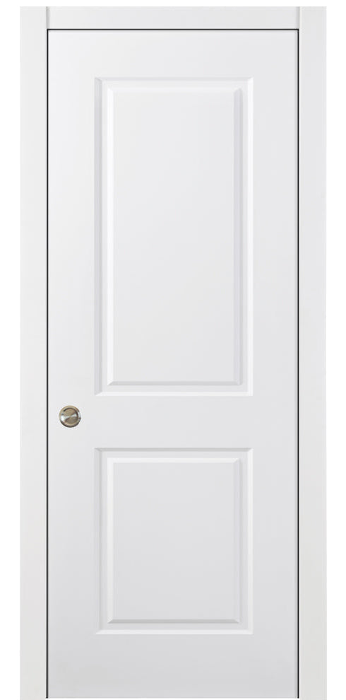 Nova 2 Panel Soft White Laminated Modern Pocket Door - Doors and Beyond