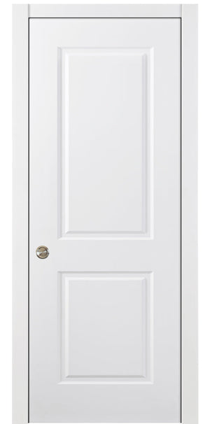 Nova 2 Panel Soft White Laminated Modern Pocket Door - Doors and Beyond