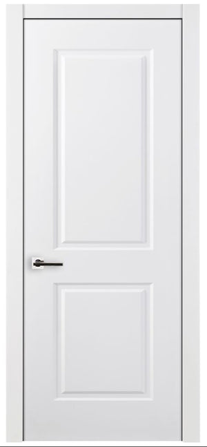 Nova 2 Panel Soft White Laminated Modern Pre-Hung Door - Doors and Beyond