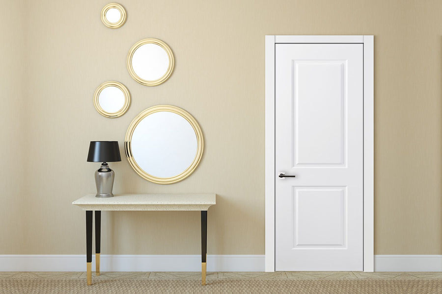 Nova 2 Panel Soft White Laminated Modern Pre-Hung Door - Doors and Beyond