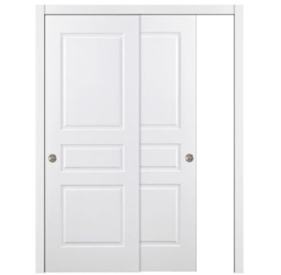 Nova 3 Panel Soft White Laminated Modern Bypass Door - Doors and Beyond