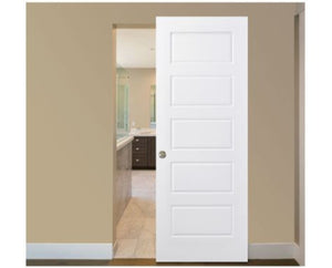 Nova 5 Panel Soft White Laminated Modern Magic Door - Doors and Beyond
