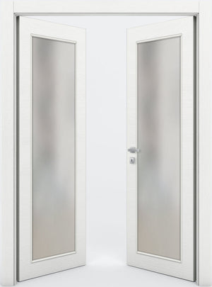 Nova 1-Lite Braga Bianco Matrix CPL Modern Double Pre-Hung Door - Doors and Beyond