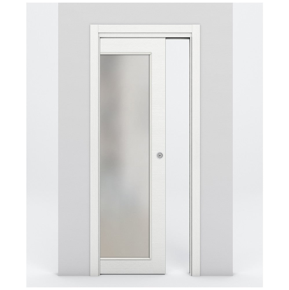 Nova 1-Lite Braga Bianco Matrix Laminated Modern Pocket Door - Doors and Beyond