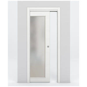 Nova 1-Lite Braga Bianco Matrix Laminated Modern Pocket Door - Doors and Beyond