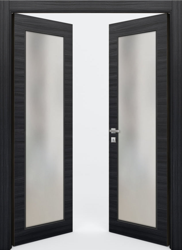 Nova 1-Lite Braga Blu  Matrix CPL  Modern Double Pre-Hung Door - Doors and Beyond