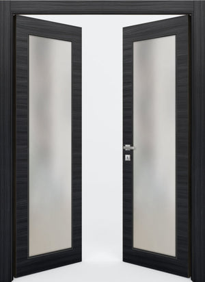 Nova 1-Lite Braga Blu  Matrix CPL  Modern Double Pre-Hung Door - Doors and Beyond