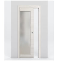 Nova 1-Lite Braga Crema Matrix Laminated Modern Pocket Door - Doors and Beyond