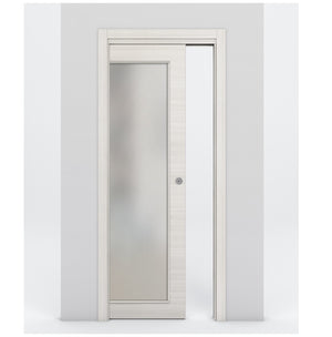 Nova 1-Lite Braga Crema Matrix Laminated Modern Pocket Door - Doors and Beyond