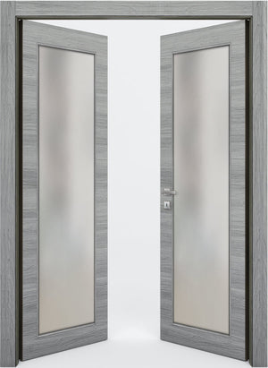 Nova 1-Lite Braga Olmo Matrix CPL  Modern Double Pre-Hung Door - Doors and Beyond
