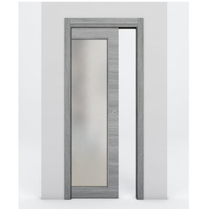 Nova 1-Lite Braga Olmo Matrix Laminated Modern Pocket Door - Doors and Beyond