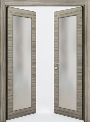 Nova 1-Lite Braga Palissandro  Matrix CPL  Modern Double Pre-Hung Door - Doors and Beyond